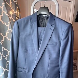 Express Photographer Suit – Fitted Blue Wool Blend Jacket 40S & Pants 31x32